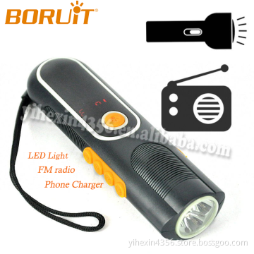Boruit EFL0828 Emergency Dynamo Torch, LED Light with FM radio and Phone Charger